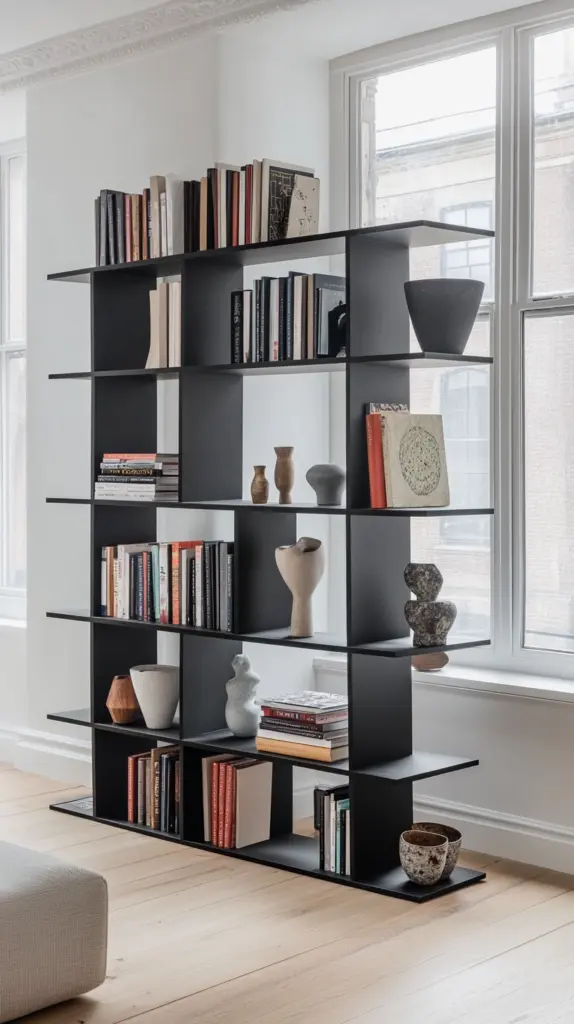 black bookshelves aesthetic 1