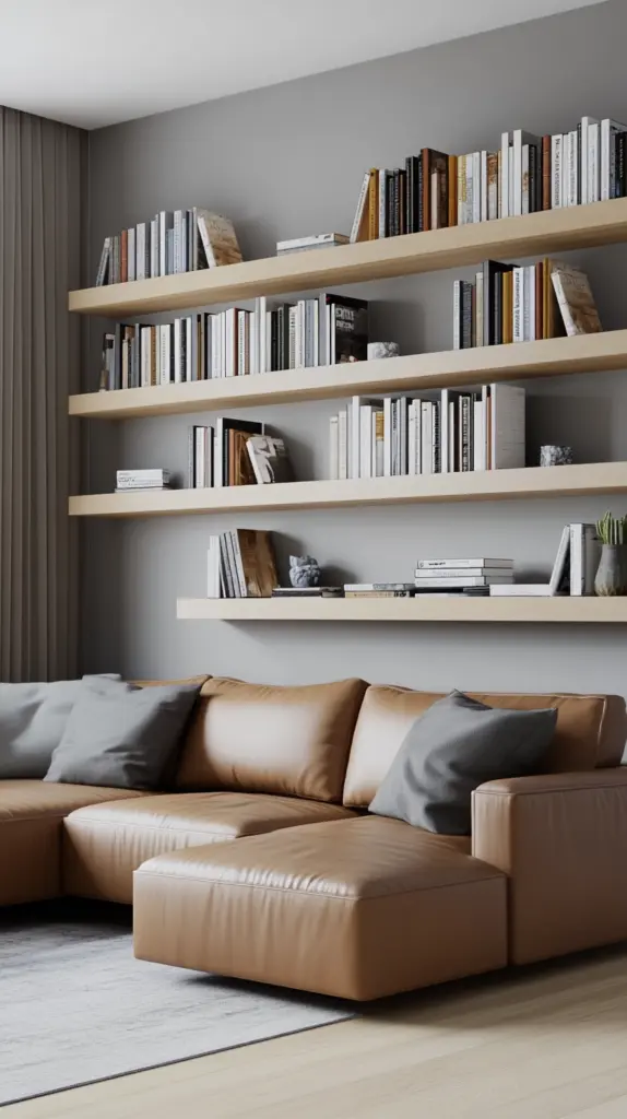bookshelves behind couch 1