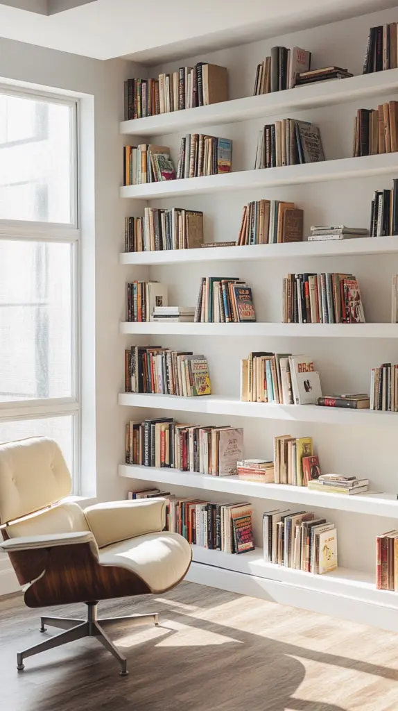bookshelves in bedroom aesthetic 1
