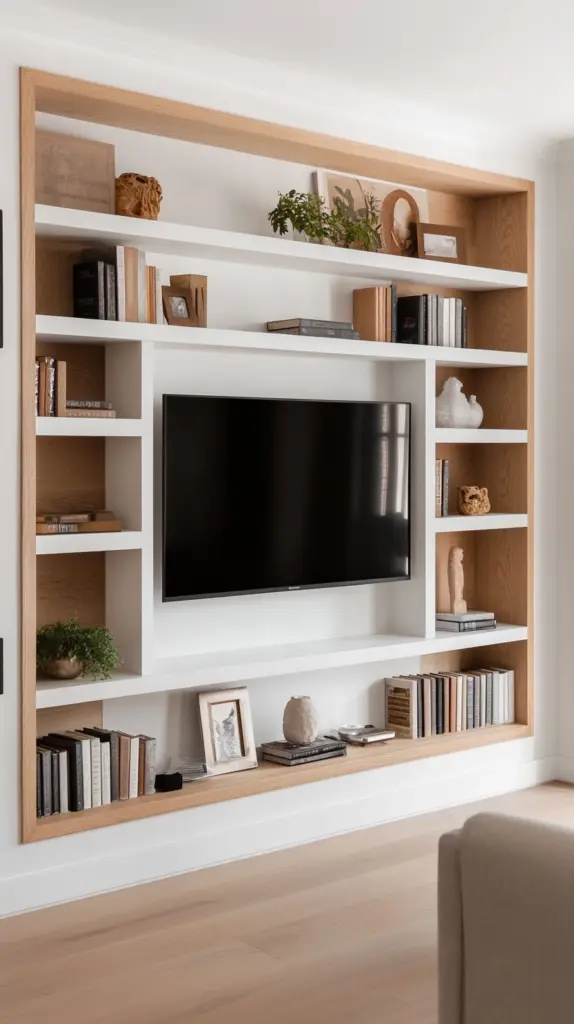built in bookshelves around tv 1