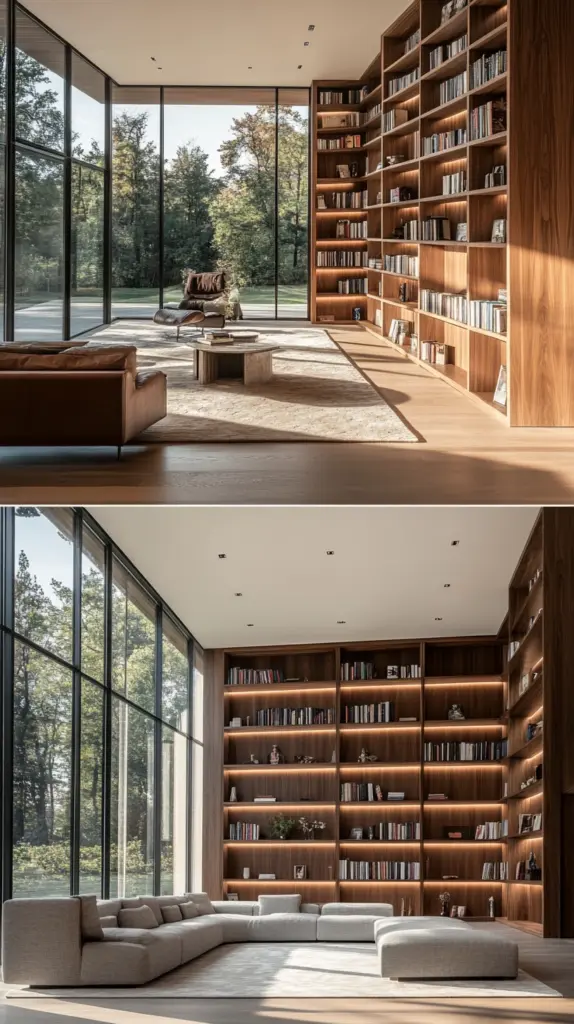 built in bookshelves living room 1