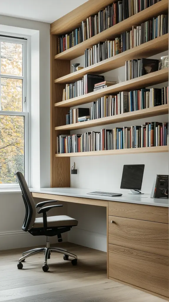 built in bookshelves with desk 1