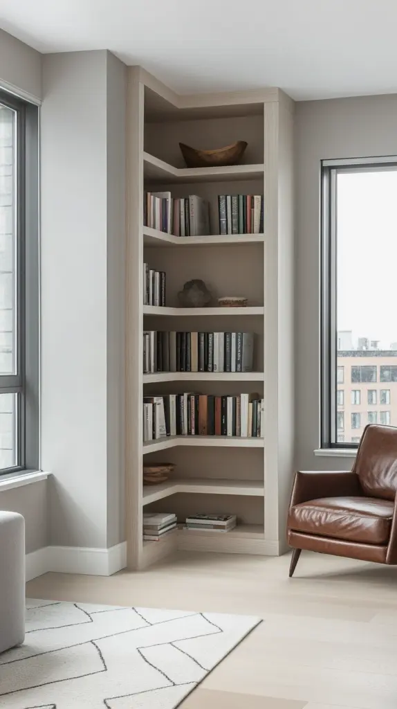 built in corner bookshelves 1