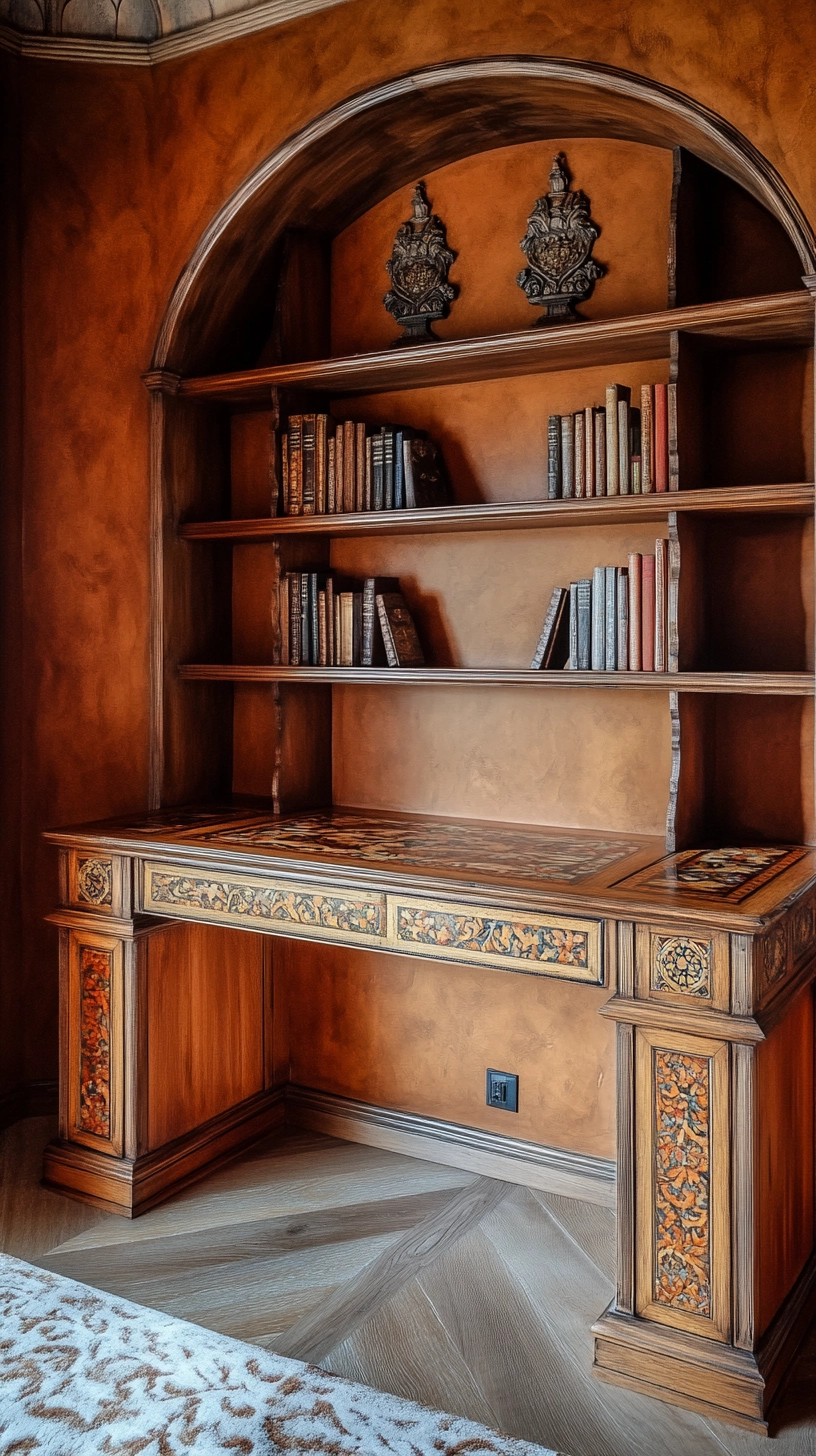 desk and bookshelves in bedroom 57