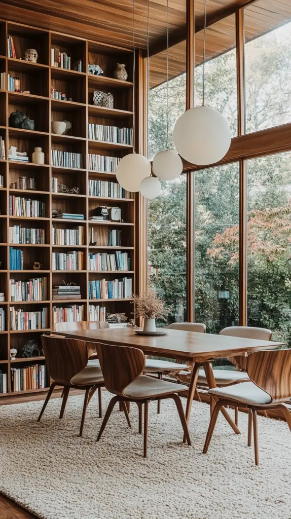 dining room with bookshelves 1