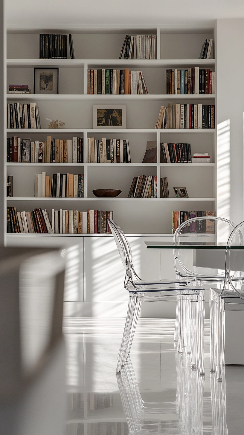 dining room with bookshelves 17