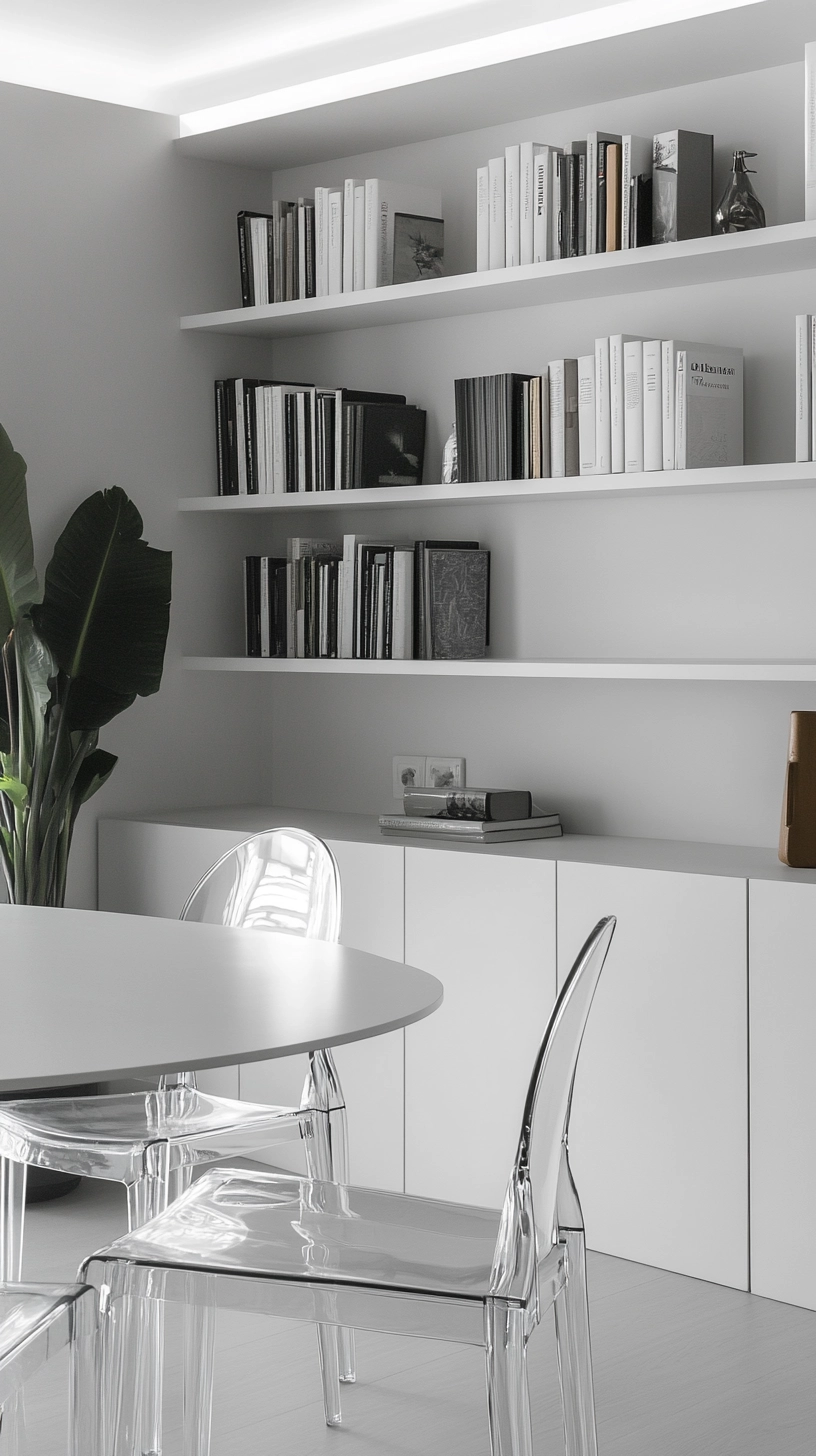 dining room with bookshelves 76