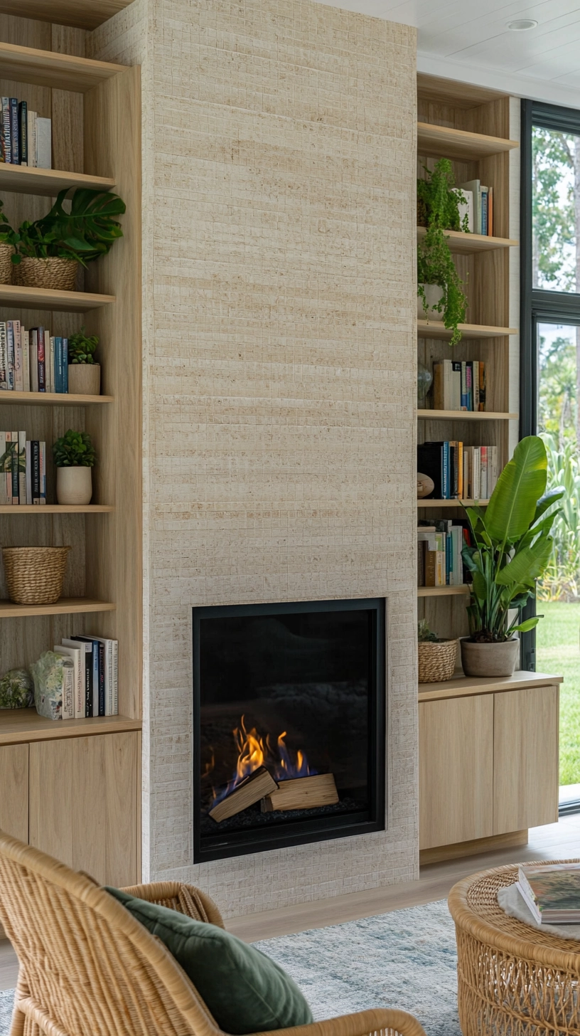 fireplace with bookshelves 44