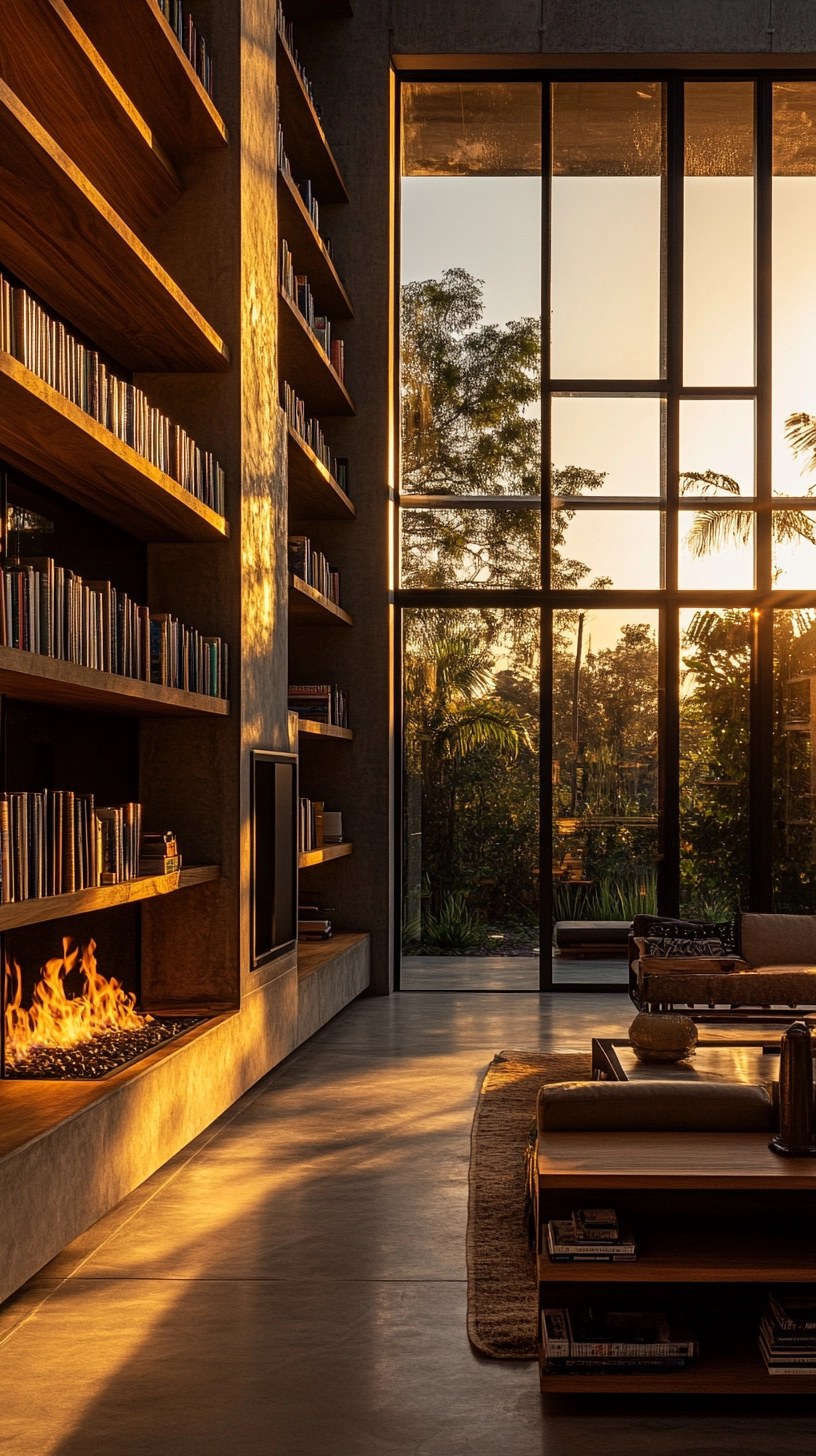 fireplace with bookshelves 76