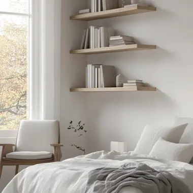 floating bookshelves bedroom 1