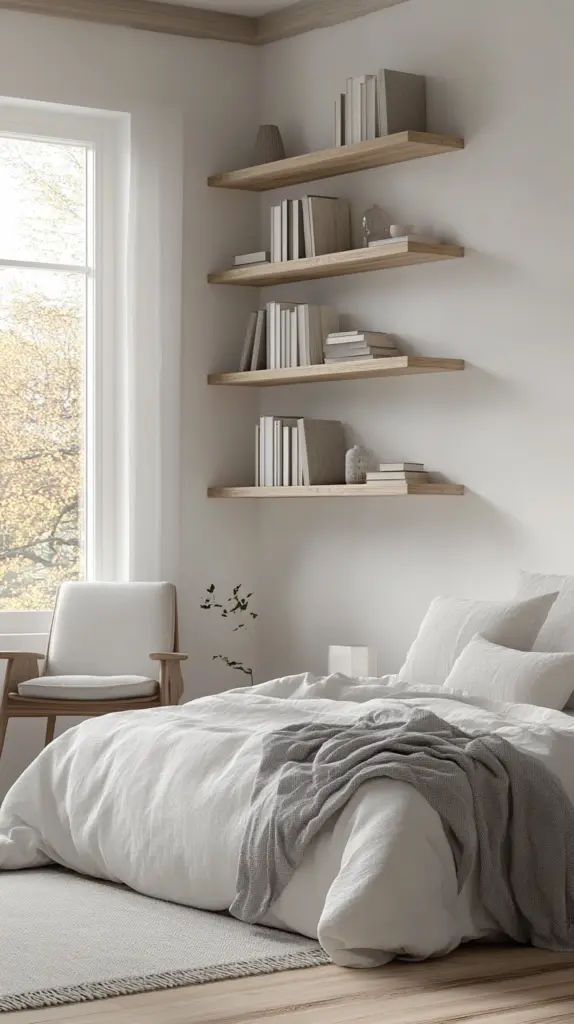 floating bookshelves bedroom 1