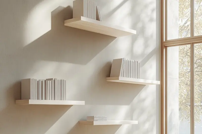 floating bookshelves living room 1