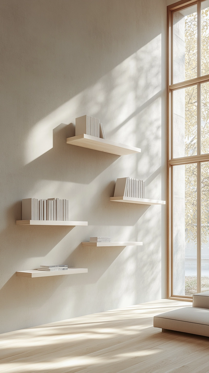 floating bookshelves living room 1
