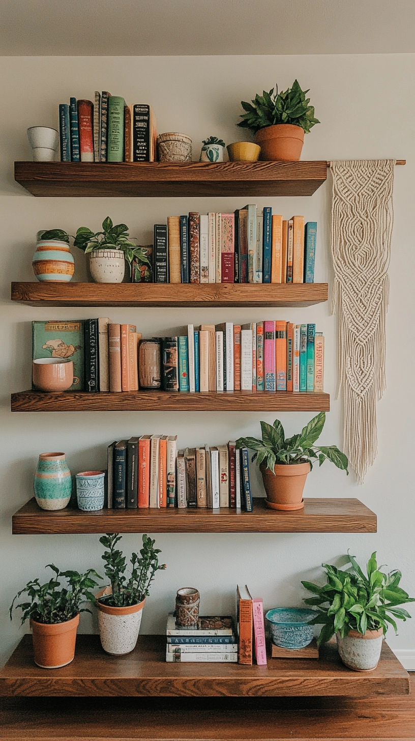 floating bookshelves living room 10
