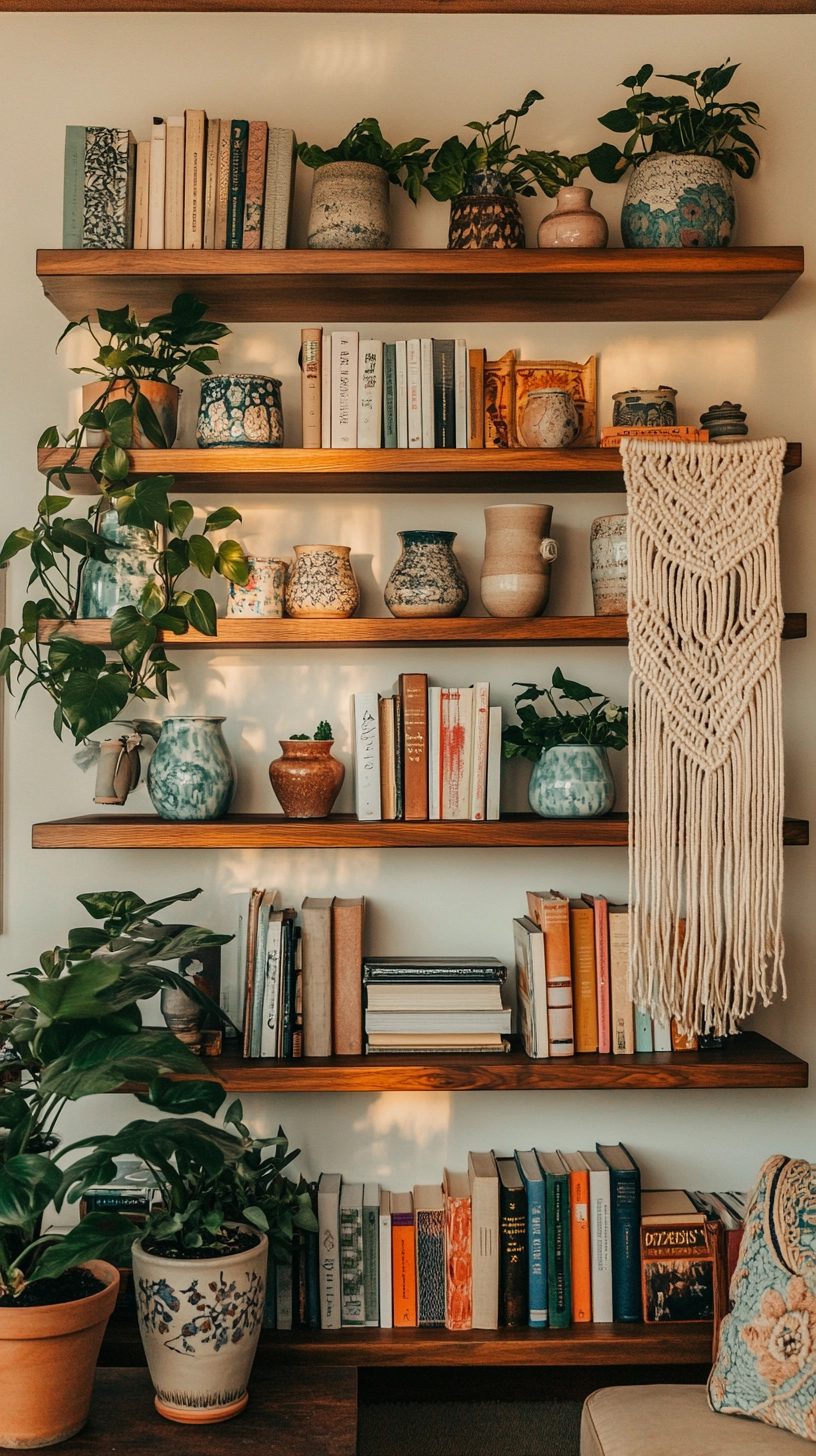 floating bookshelves living room 11