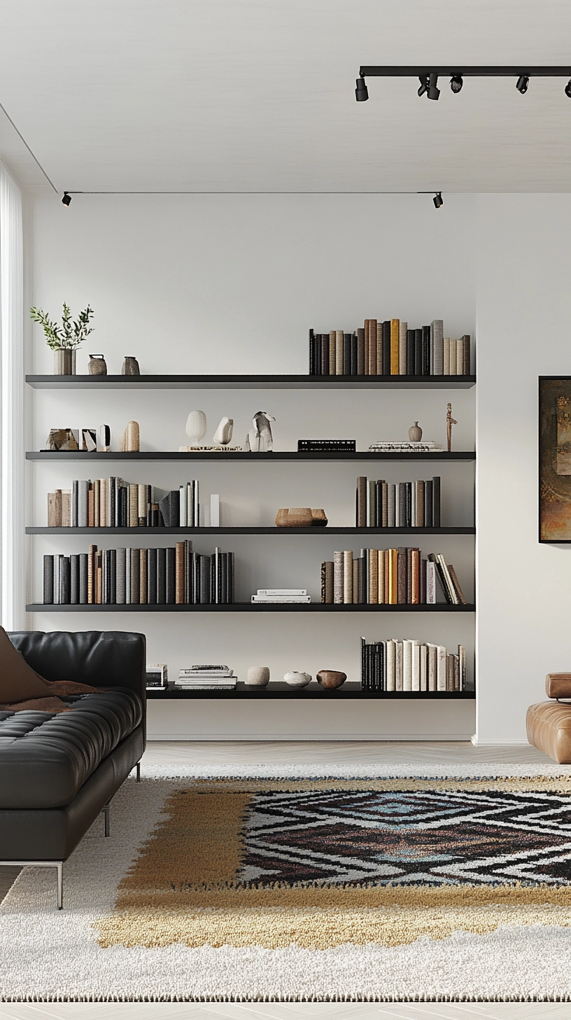 floating bookshelves living room 14