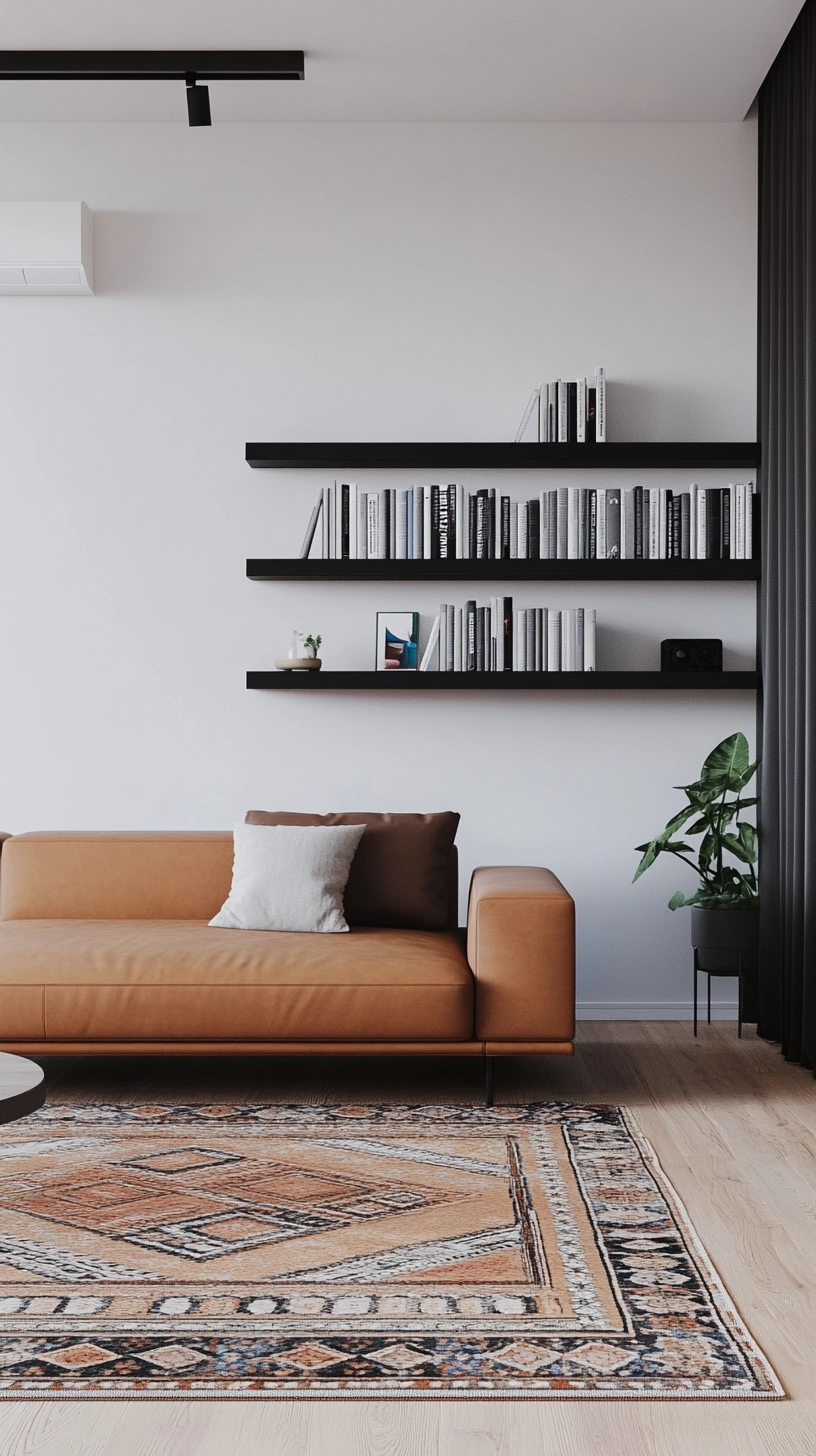 floating bookshelves living room 15