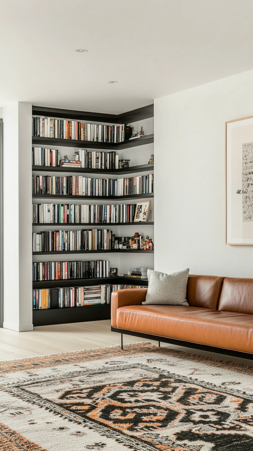 floating bookshelves living room 16