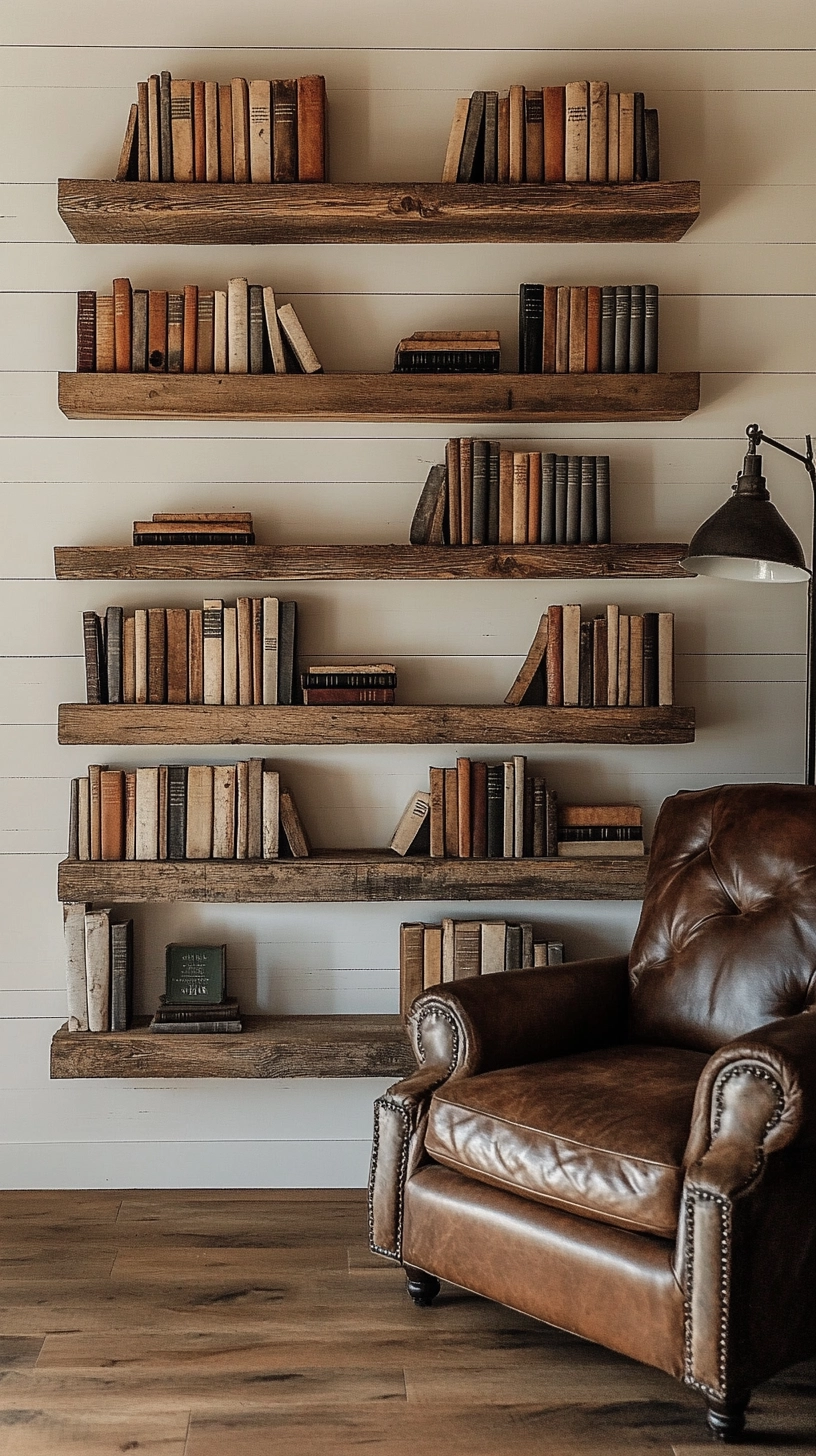 floating bookshelves living room 19
