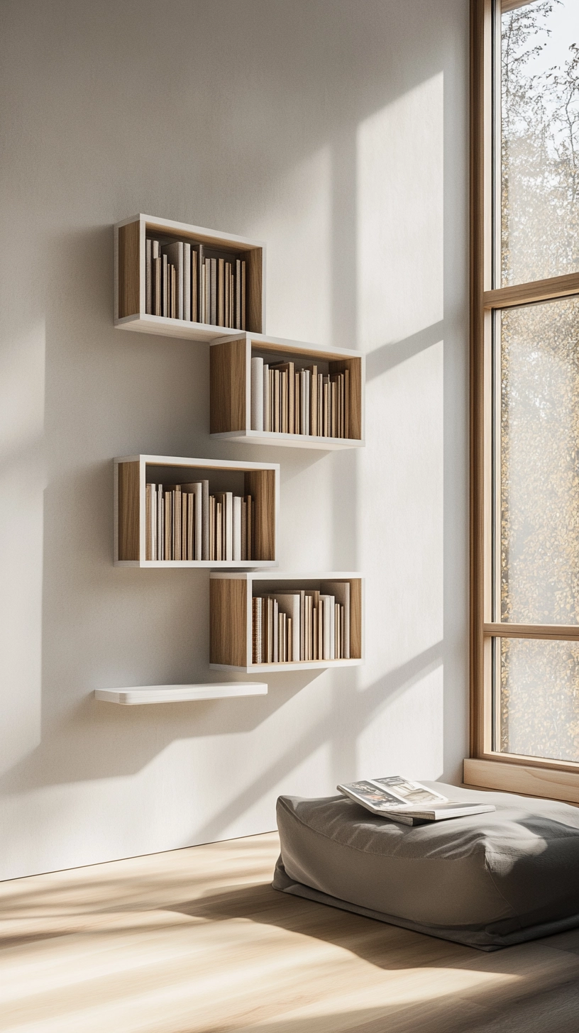 floating bookshelves living room 2