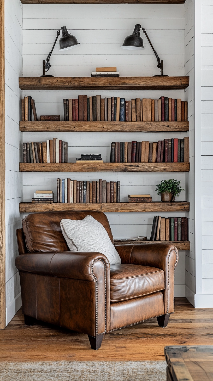 floating bookshelves living room 20