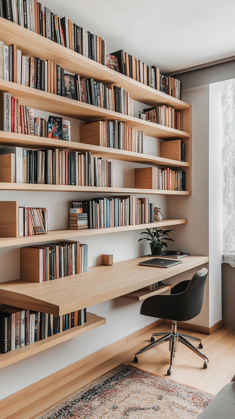 floating bookshelves living room 21