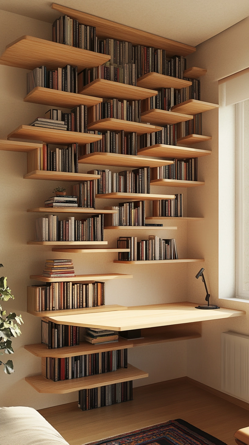 floating bookshelves living room 22
