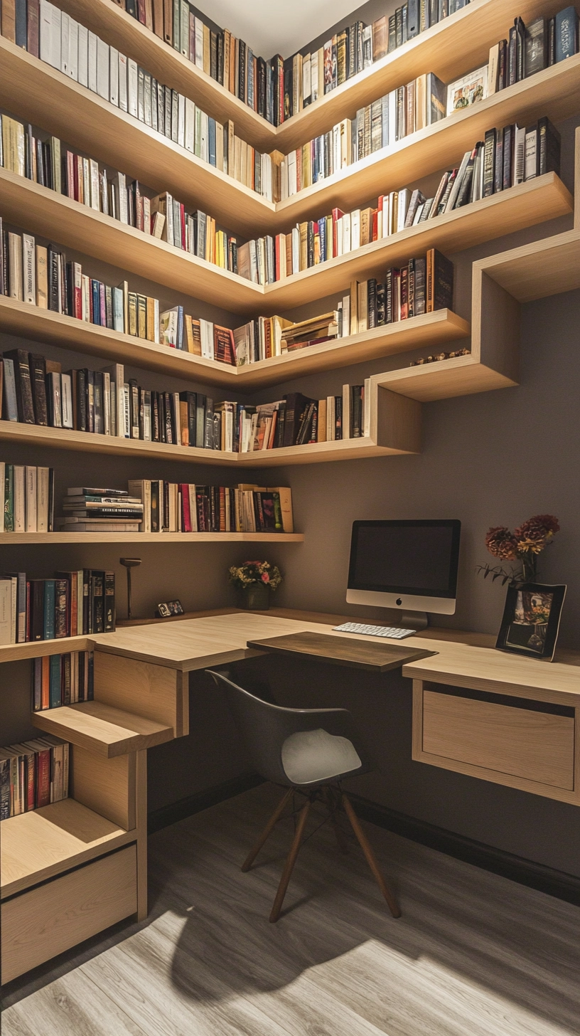 floating bookshelves living room 23
