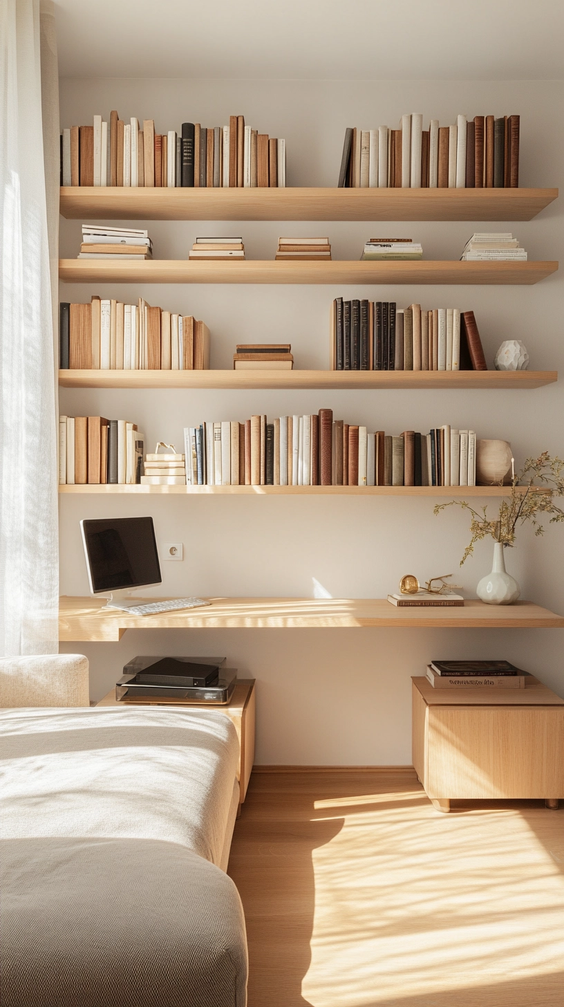 floating bookshelves living room 24