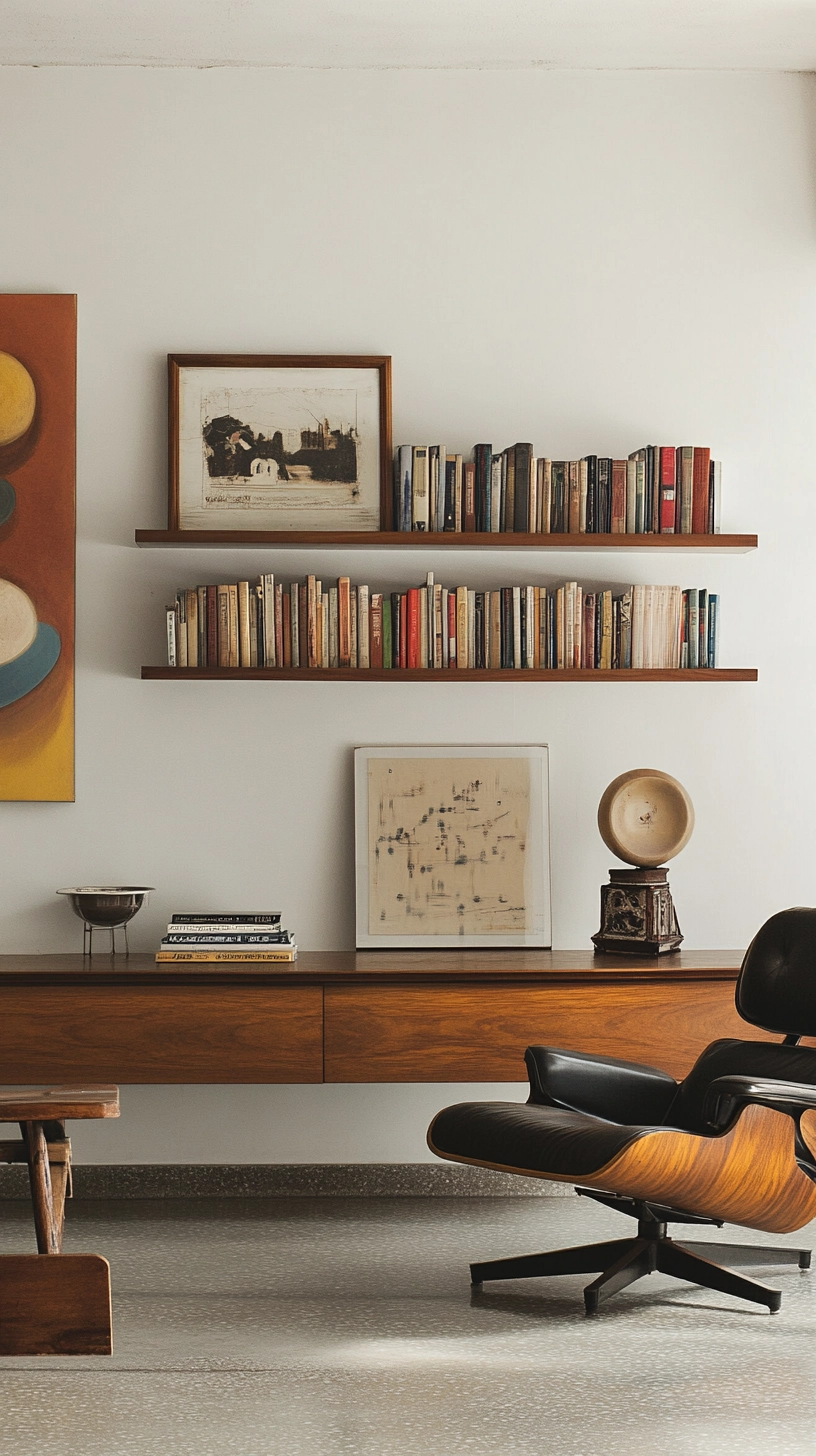 floating bookshelves living room 29