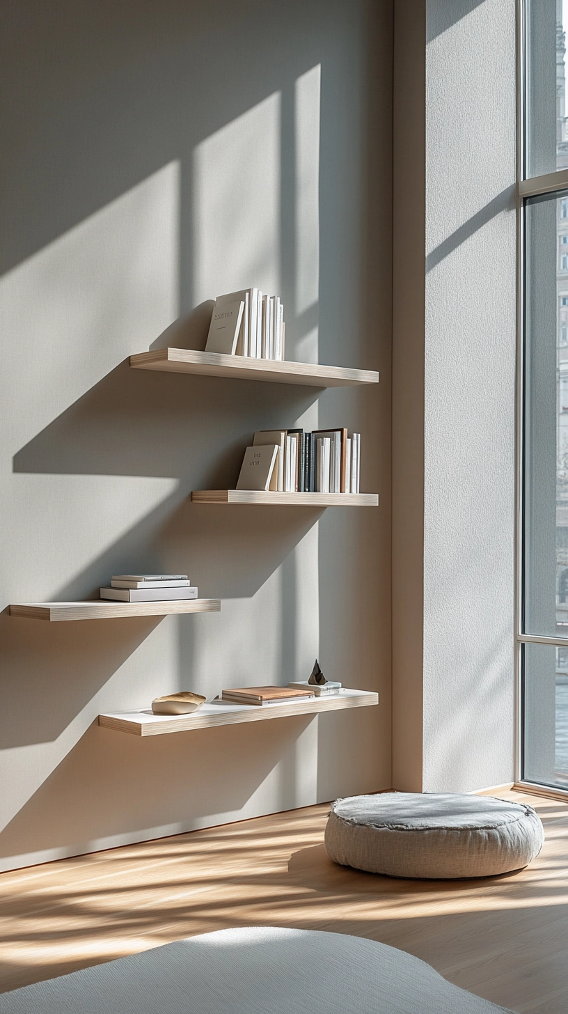 floating bookshelves living room 4
