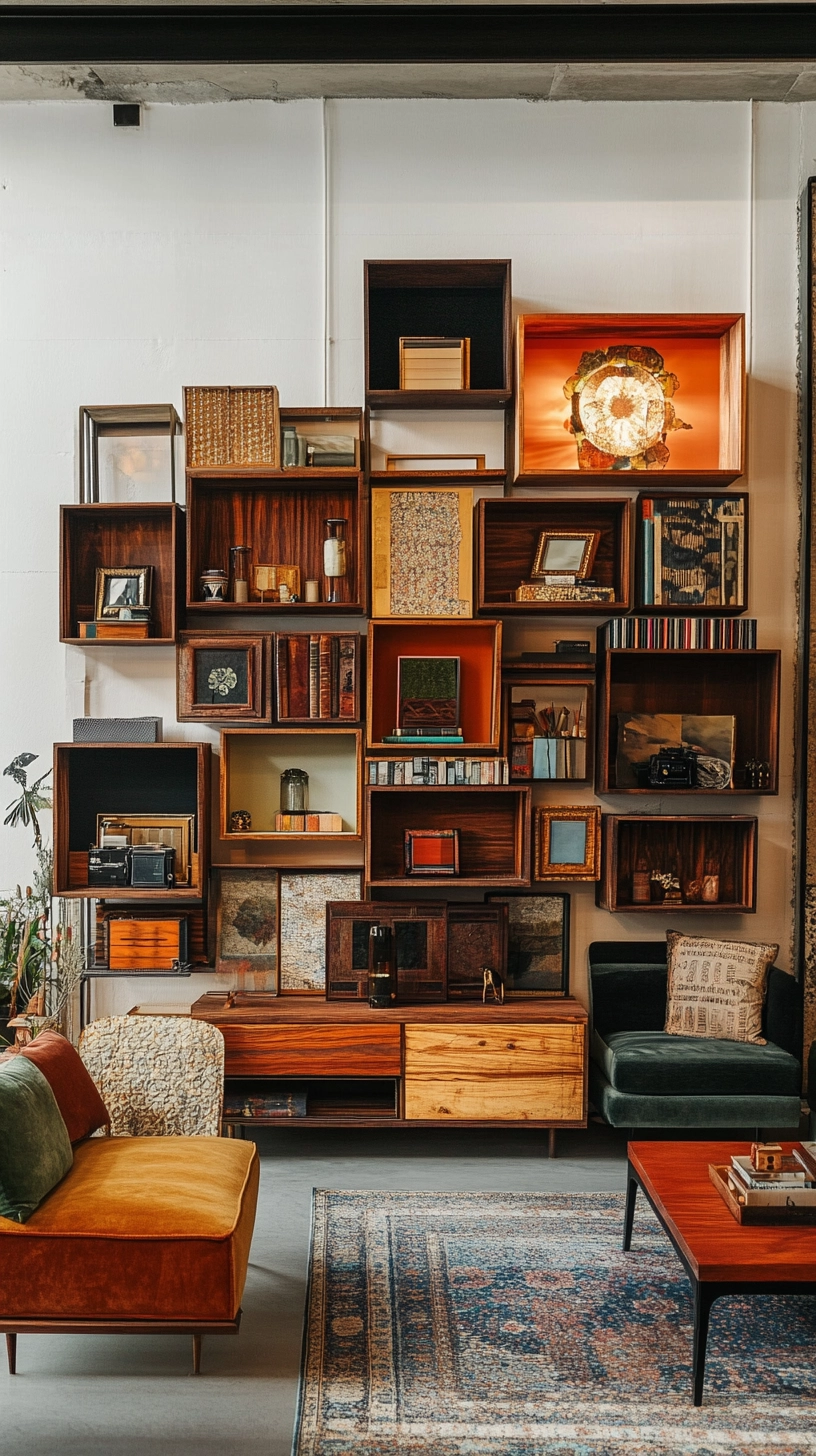 floating bookshelves living room 44