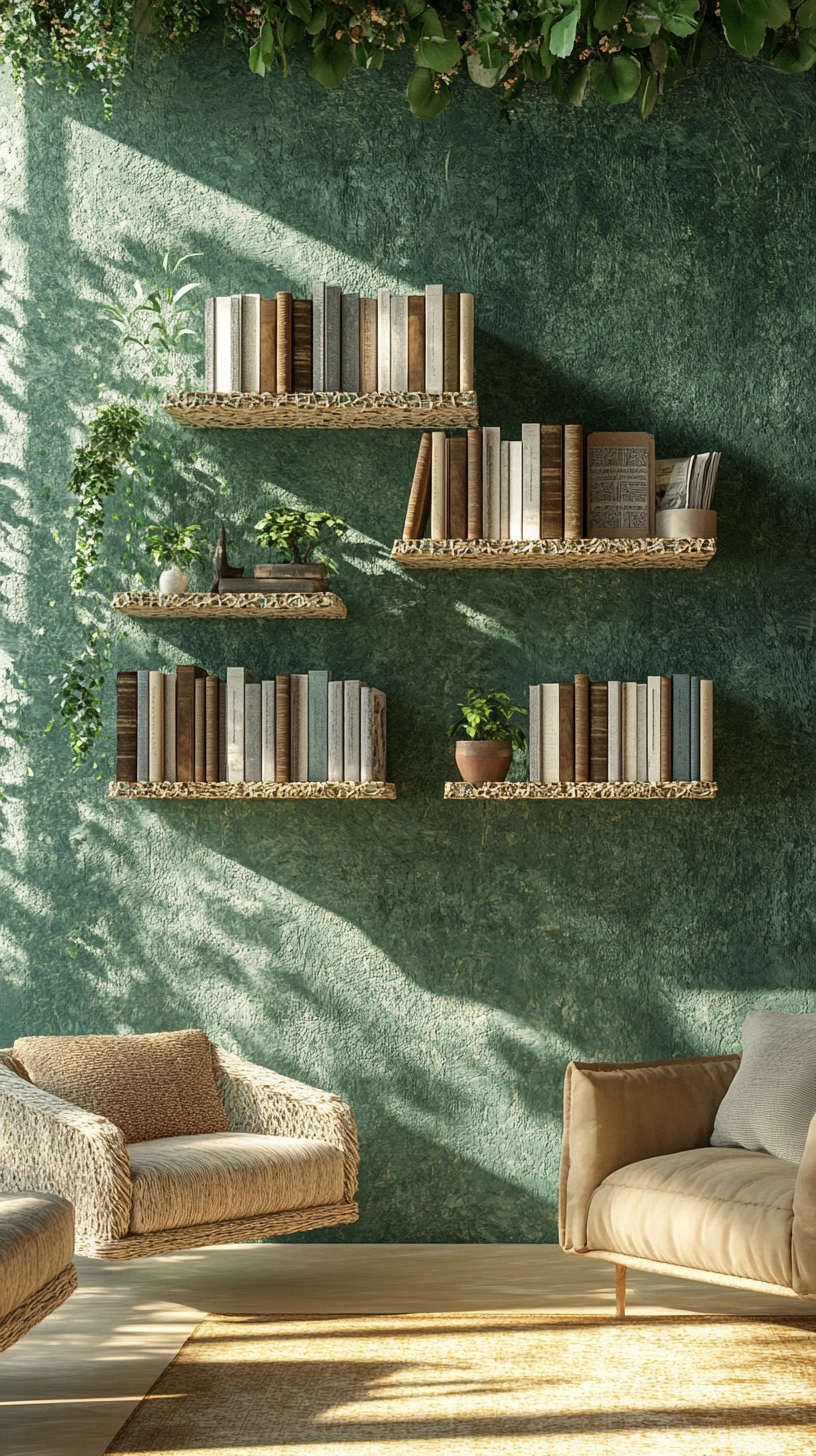 floating bookshelves living room 45