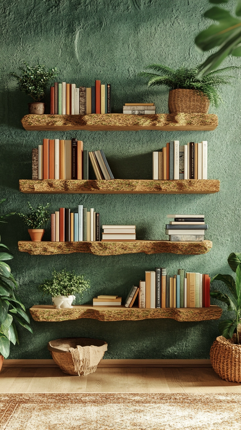 floating bookshelves living room 48
