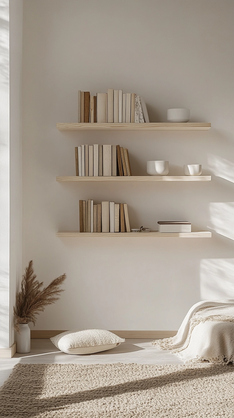 floating bookshelves living room 53