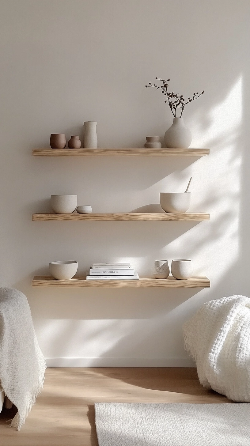 floating bookshelves living room 55