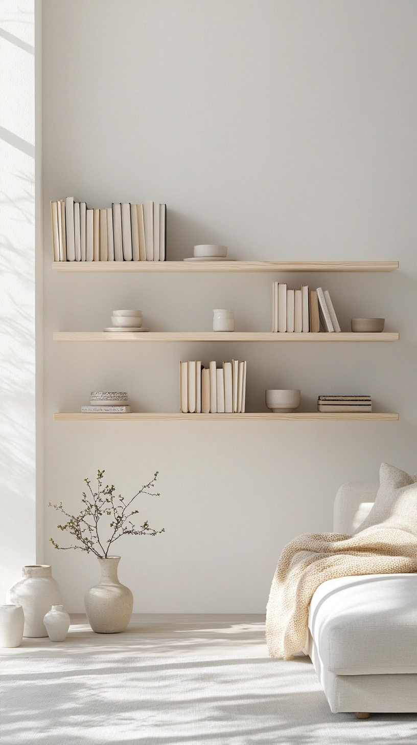 floating bookshelves living room 56