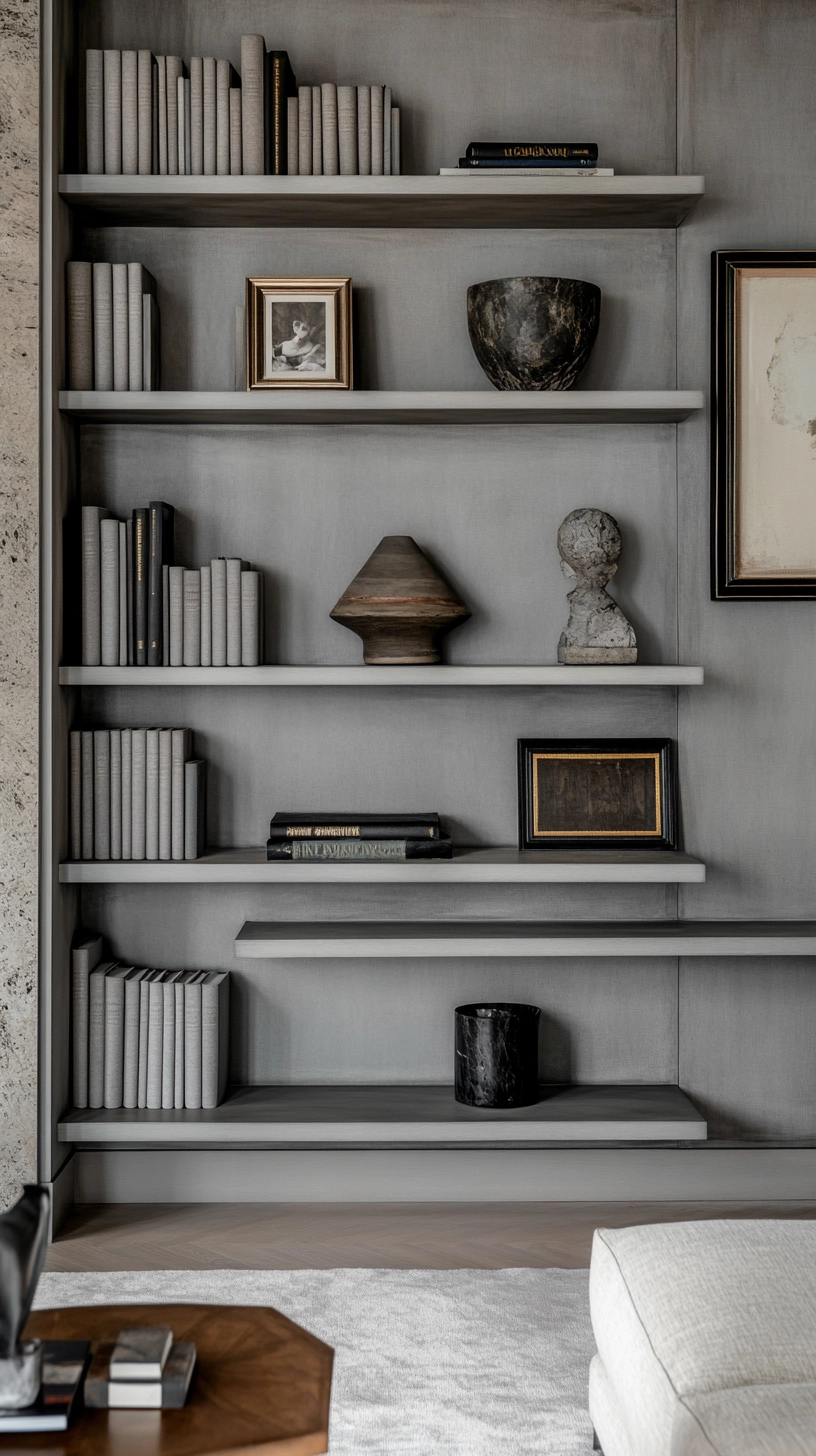 floating bookshelves living room 62