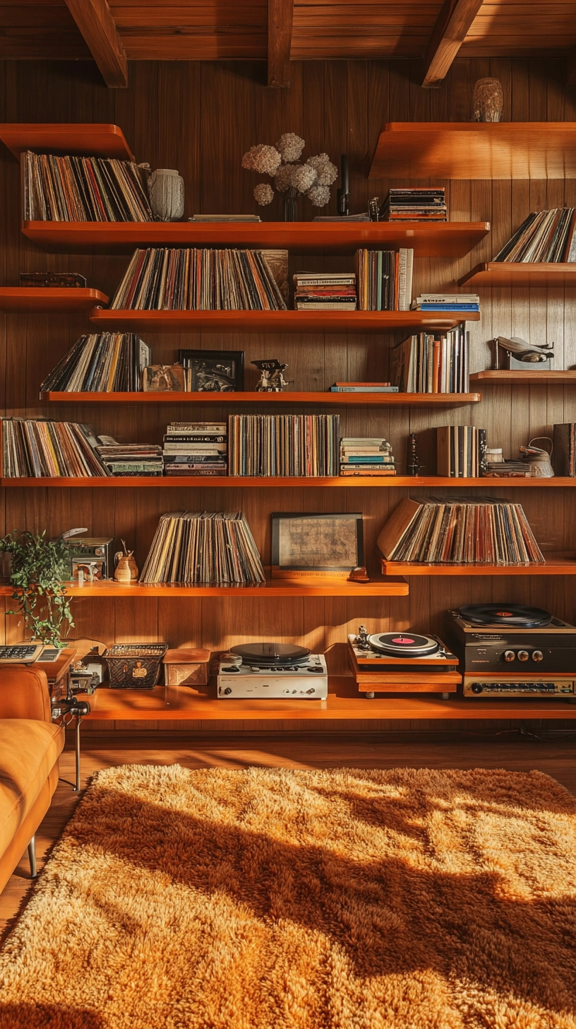 floating bookshelves living room 68