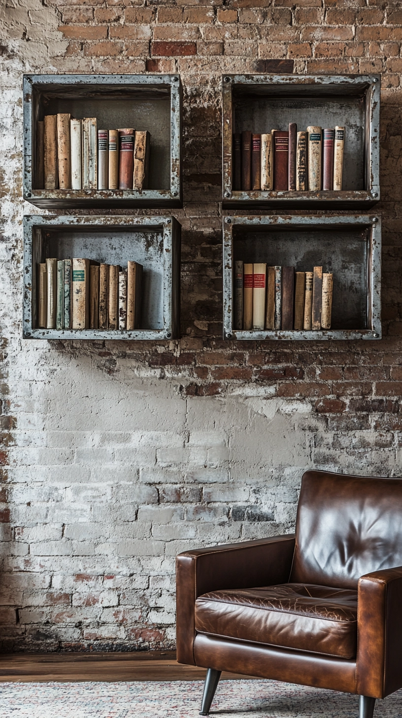 floating bookshelves living room 7