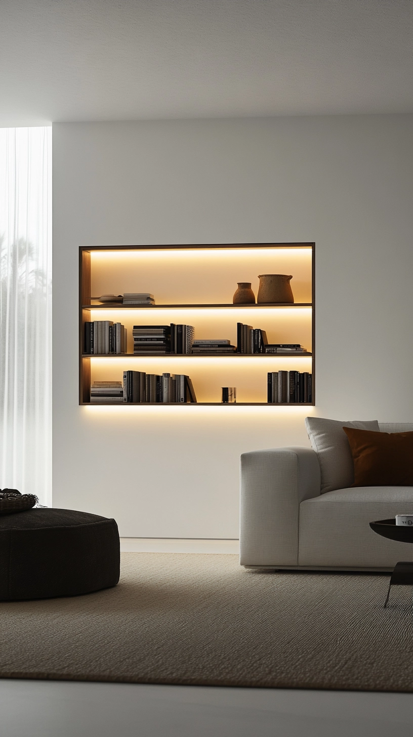 floating bookshelves living room 71