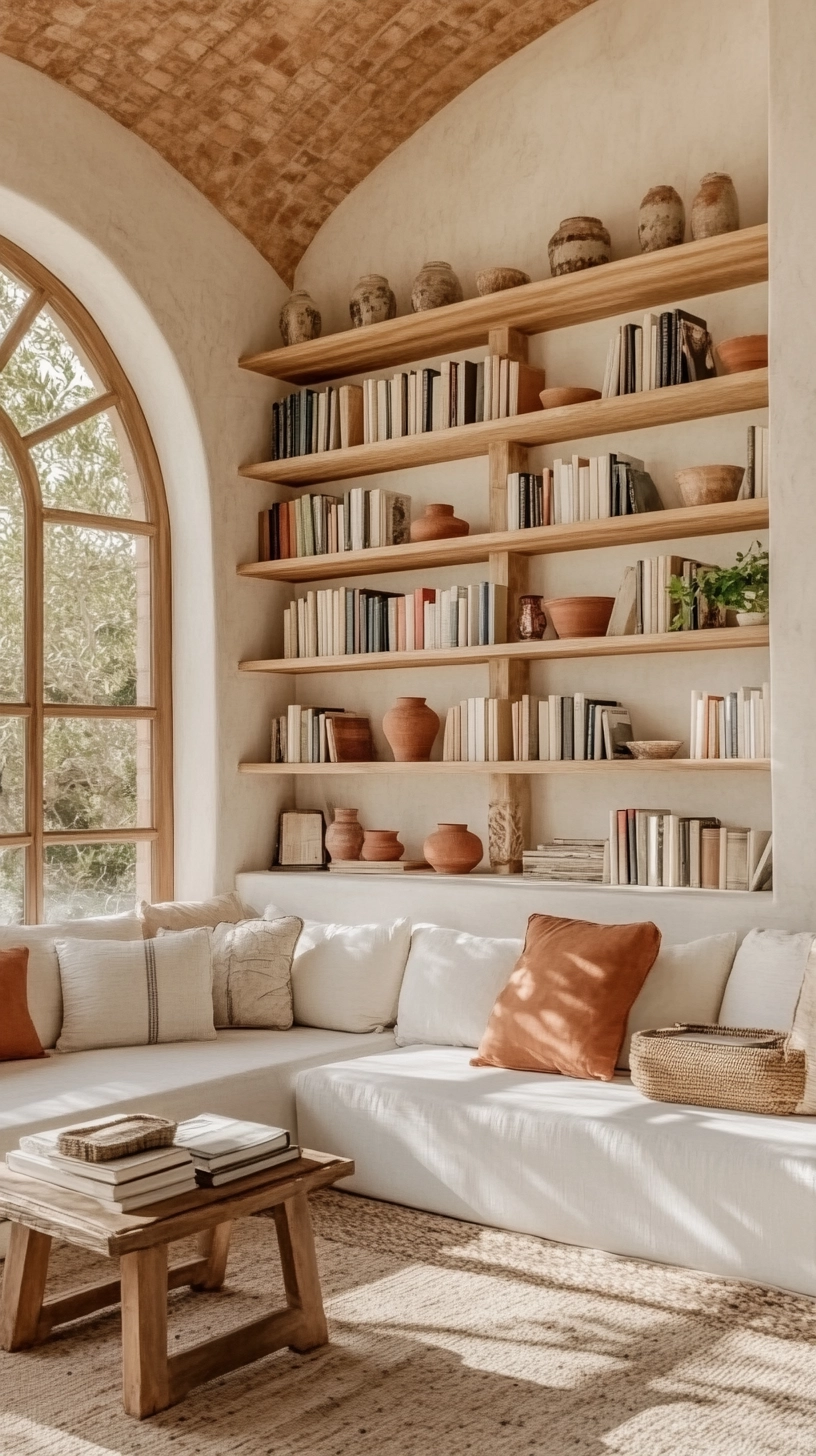floating bookshelves living room 73