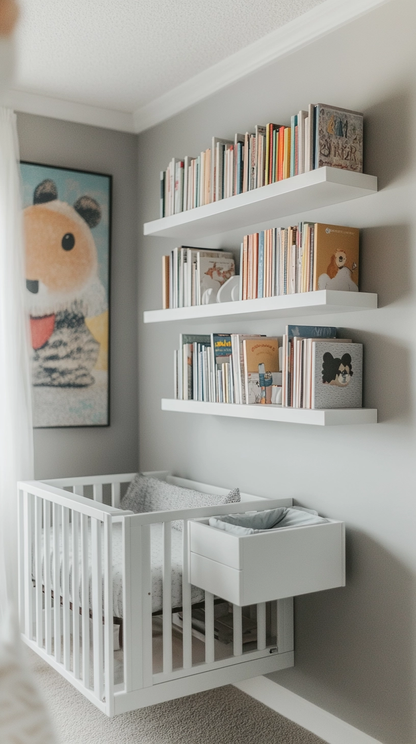 floating bookshelves nursery 13