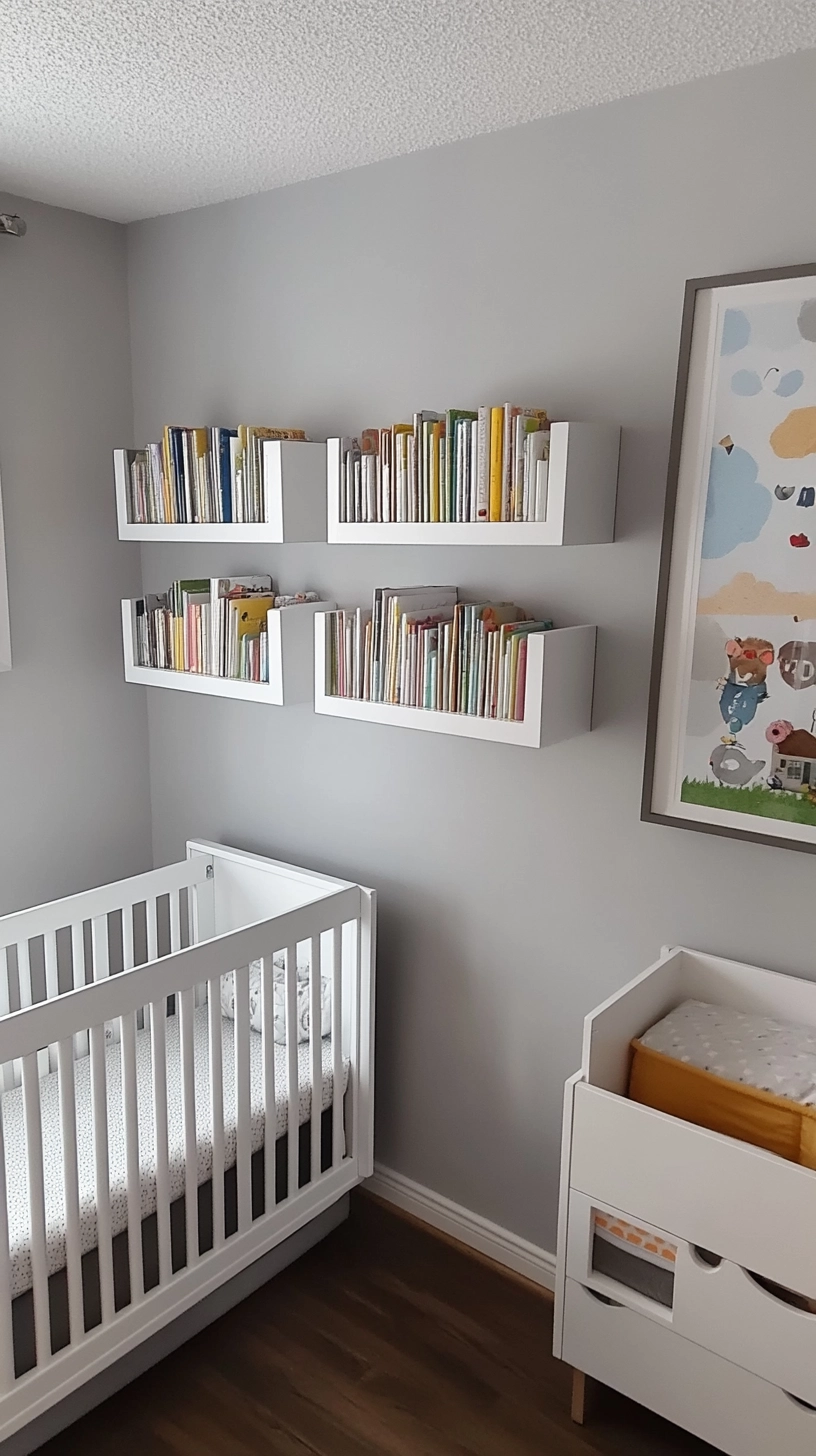 floating bookshelves nursery 14