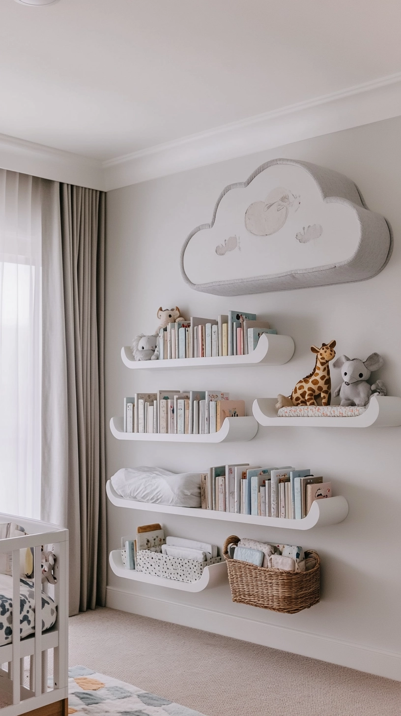 floating bookshelves nursery 34
