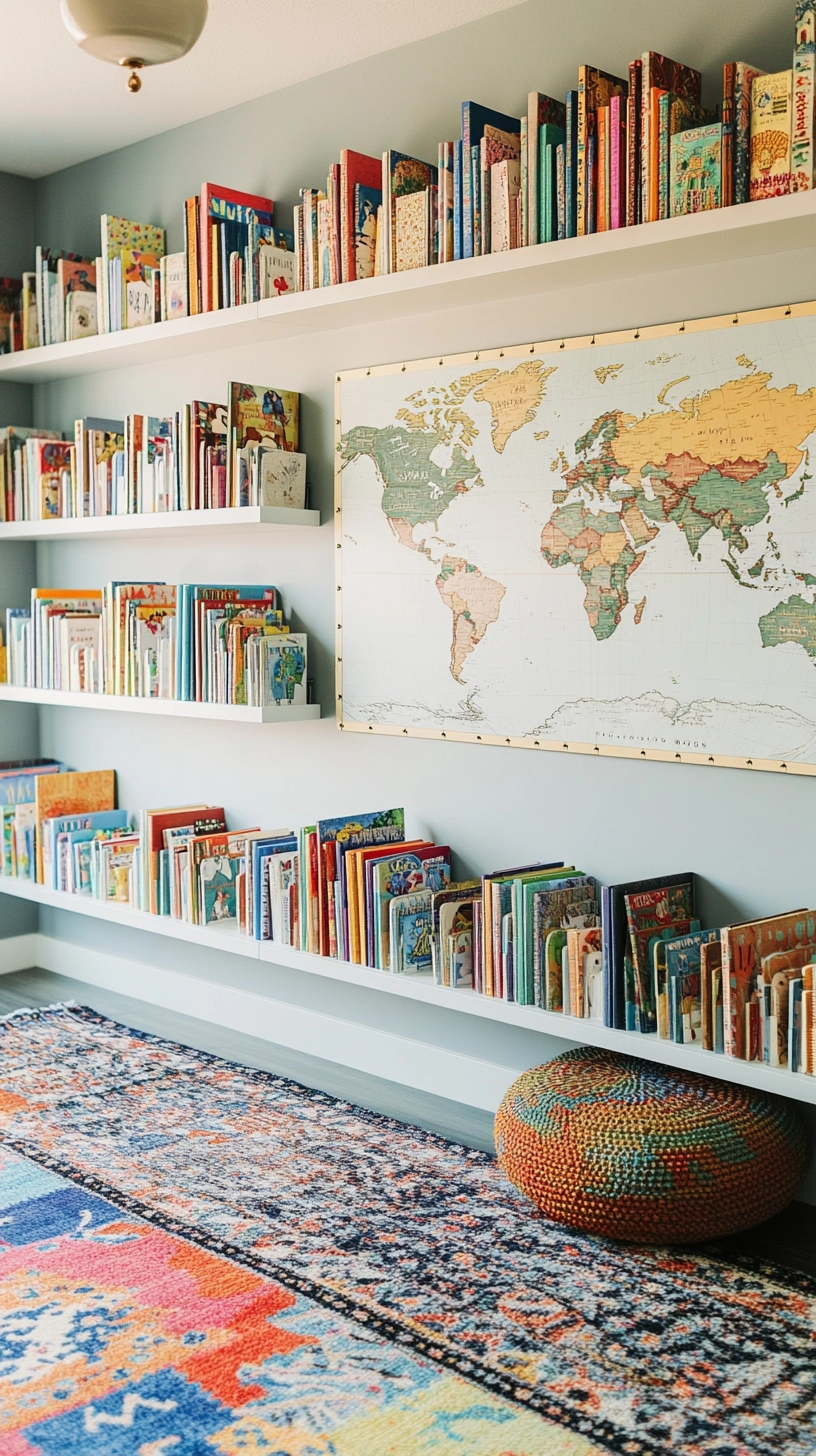 floating bookshelves nursery 62