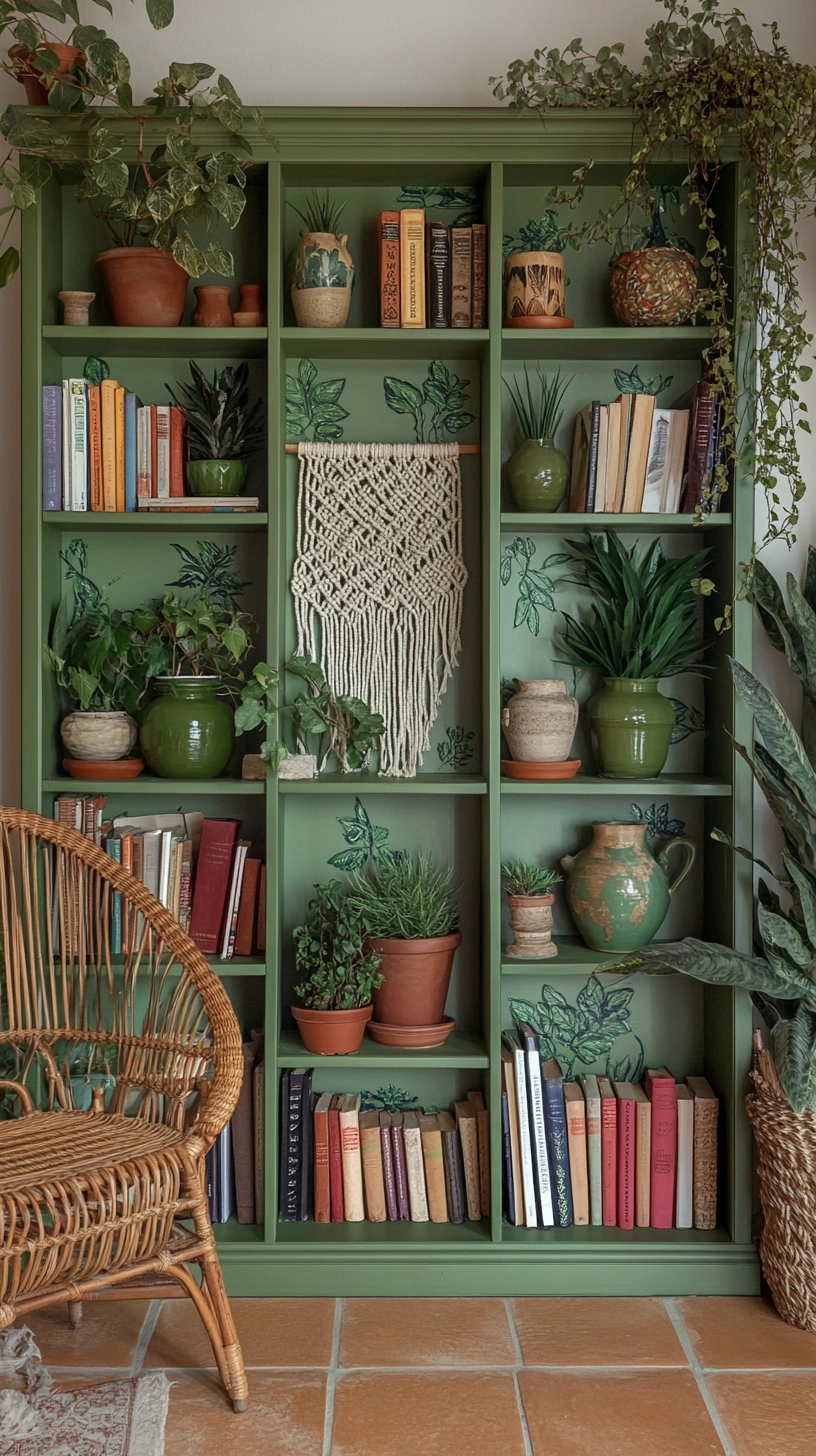 green bookshelves 22