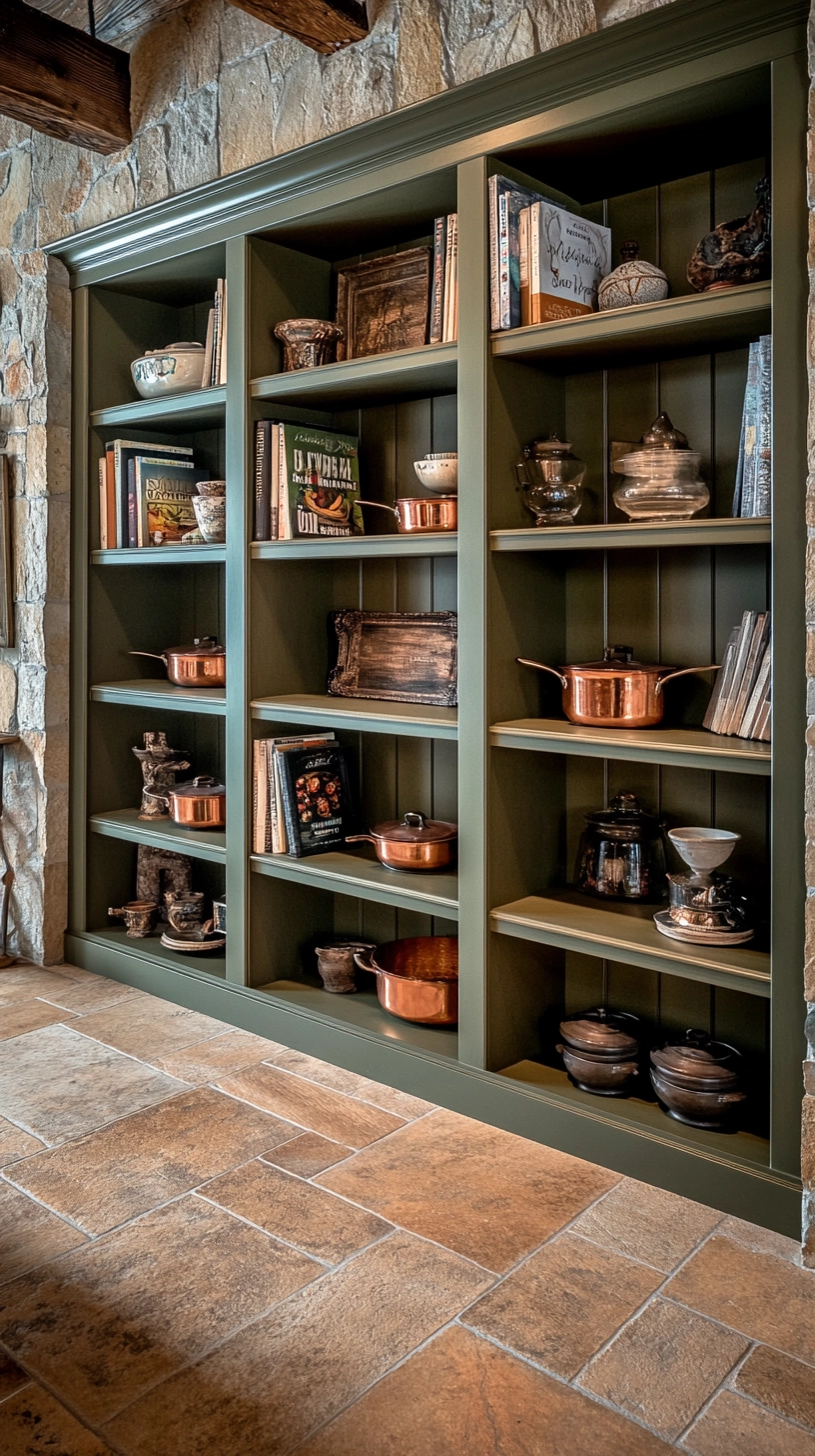 green built in bookshelves 14