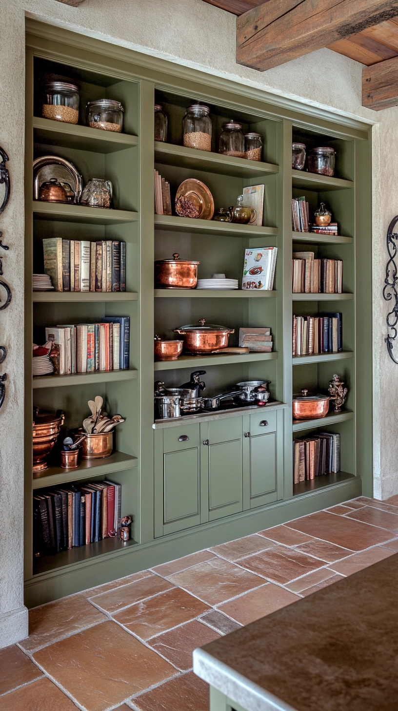 green built in bookshelves 15