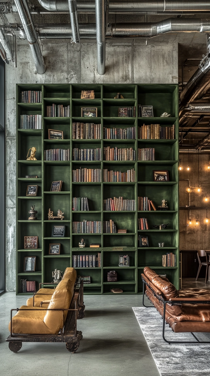 green built in bookshelves 18